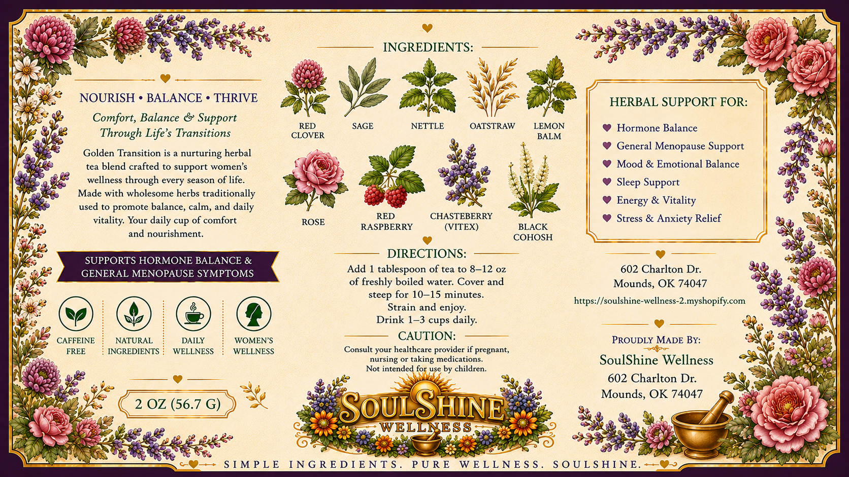 Golden Transition PLUS - Significant Menopause Symptom Support Tea