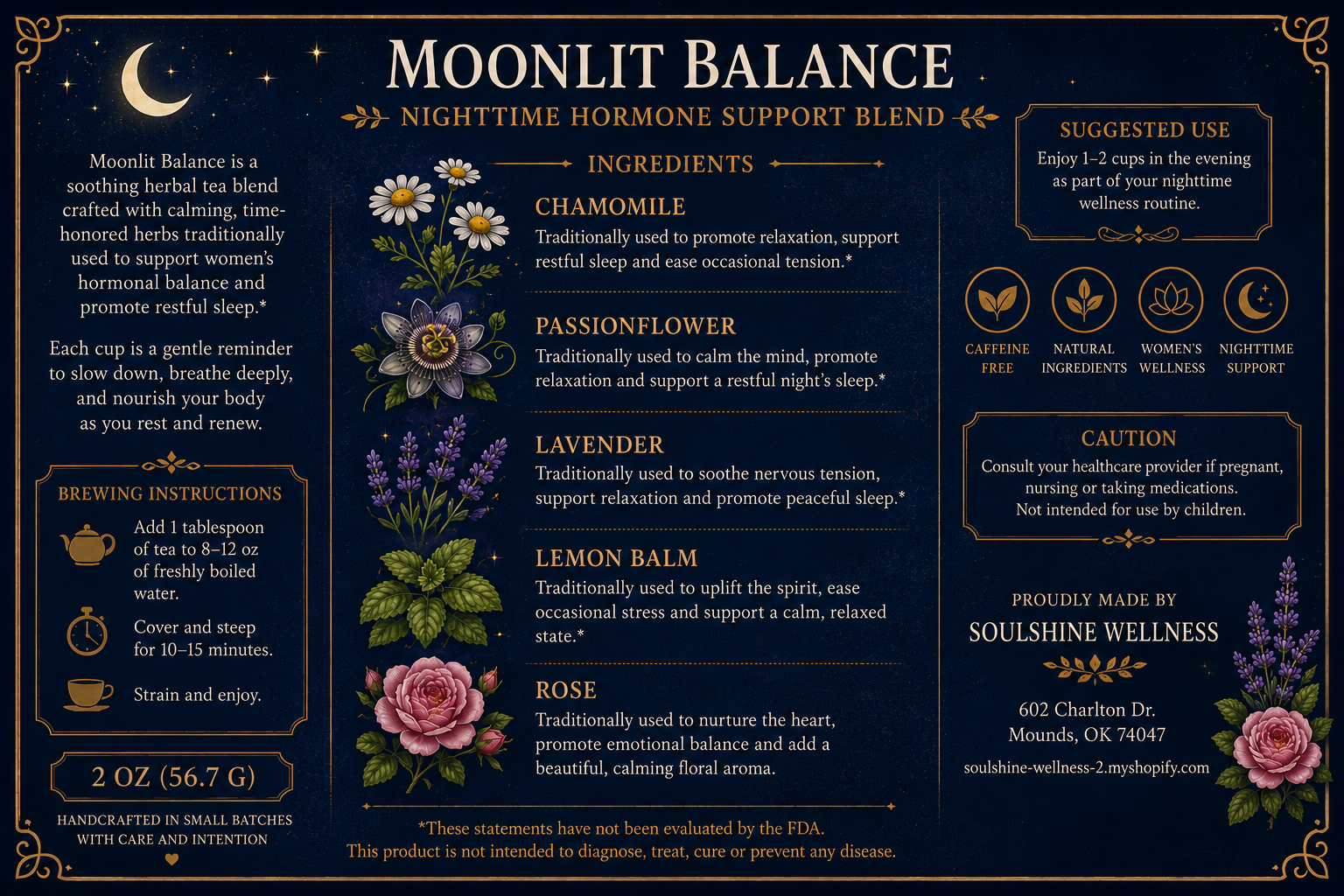 Moonlit Balance - Nighttime Hormone Support Tea